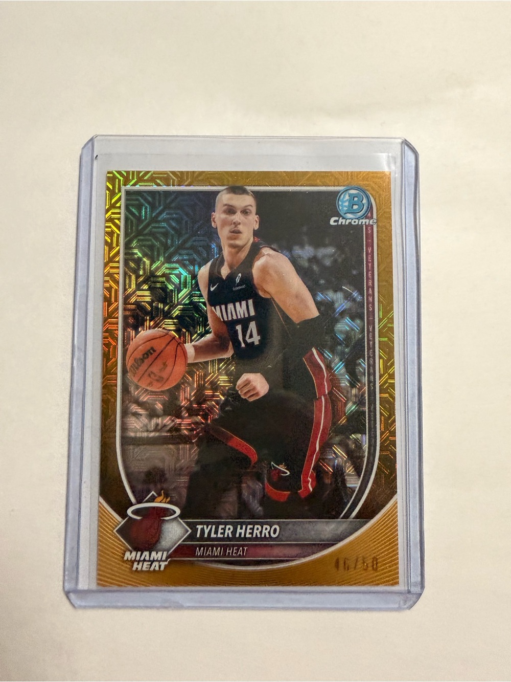 Tyler Herro Miami Heat Gold Chrome Basketball Trading Card /50